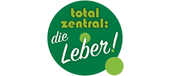 Logo des Lebertags 2022. Das Motto ist "total zentral: die Leber!"